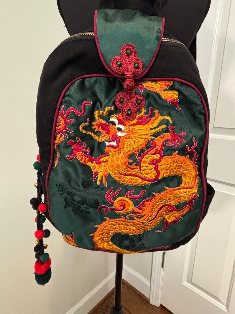 Hmong Tribal Ethnic National Rucksack Embroidery Dragon Hippie Backpack